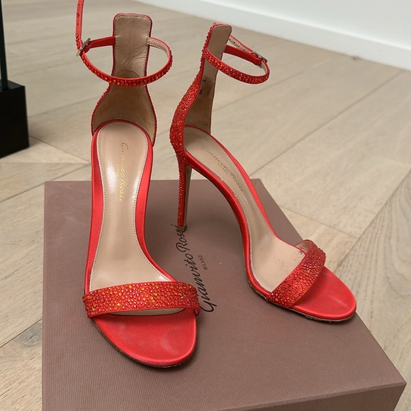 Gianvito Rossi Glam Raso crystal embellished satin sandals - Picture 6 of 8